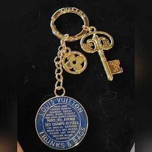 Upcycled Gold and Blue Keyring Set #75